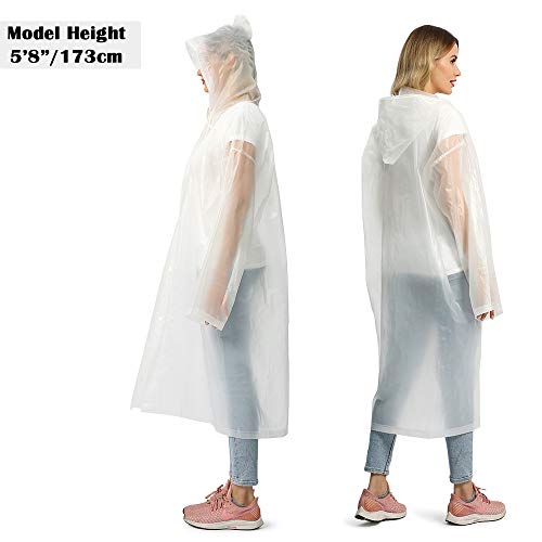 Opret Chubasqueros Impermeable (Paquete de 2), Ponchos Impermeables Capa Lluvia con Mangas y Capucha para Mujer y Hombre, Chubasquero Transparente