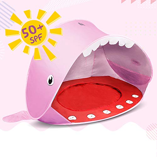 Opret Tienda Playa Bebe, Pop-up Tiendas de Campaña con Piscina para Niños Carpa Plegable Portátil Anti UV 50+ Protector Solar, Rosa