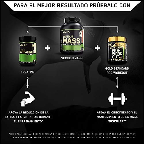 Optimum Nutrition ON Serious Mass Proteina en Polvo Mass Gainer Alto en Proteína, con Vitaminas, Creatina y Glutamina, Fresa, 8 Porciones, 2.73 kg, Embalaje Puede Variar
