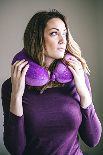 OPUL Almohada Viaje de Espuma Viscoelastica - Reposacabezas Patentado para Vuelos y Viajes, con una Funda Suave de Terciopelo Transpirable, Fácil de Lavar Almohada Cervical - Neck Pillow