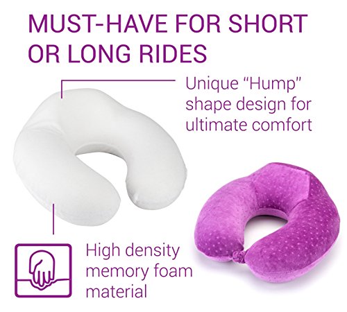 OPUL Almohada Viaje de Espuma Viscoelastica - Reposacabezas Patentado para Vuelos y Viajes, con una Funda Suave de Terciopelo Transpirable, Fácil de Lavar Almohada Cervical - Neck Pillow