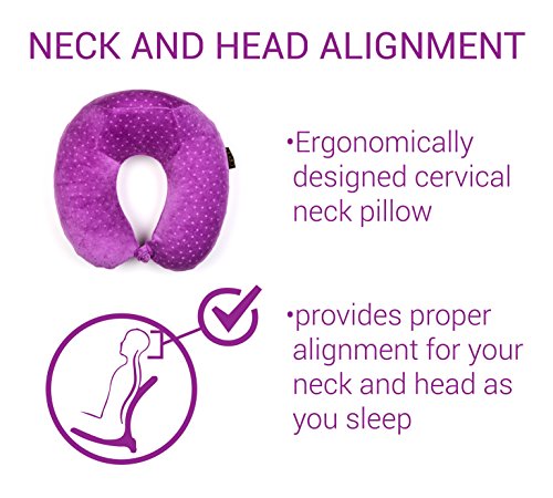 OPUL Almohada Viaje de Espuma Viscoelastica - Reposacabezas Patentado para Vuelos y Viajes, con una Funda Suave de Terciopelo Transpirable, Fácil de Lavar Almohada Cervical - Neck Pillow
