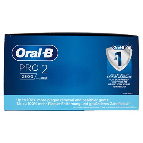 Oral-B Pro 2 2500 Design Edition - Cepillo eléctrico recargable, 2 modos de cepillado, negro