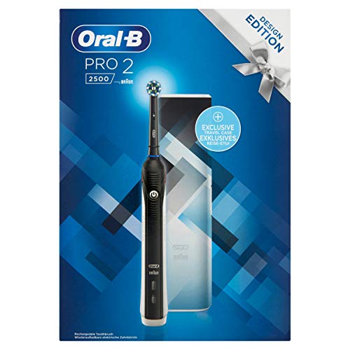 Oral-B Pro 2 2500 Design Edition - Cepillo eléctrico recargable, 2 modos de cepillado, negro