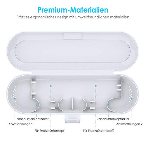 Oral B Pulsonic Slim - Estuche de viaje para cepillos de dientes eléctricos Oral B 1000/2000 (1 pieza de mano y 2 cabezales de recambio), color blanco