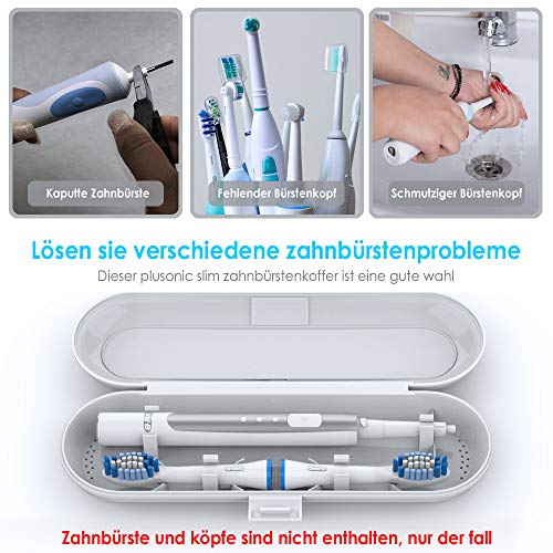 Oral B Pulsonic Slim - Estuche de viaje para cepillos de dientes eléctricos Oral B 1000/2000 (1 pieza de mano y 2 cabezales de recambio), color blanco