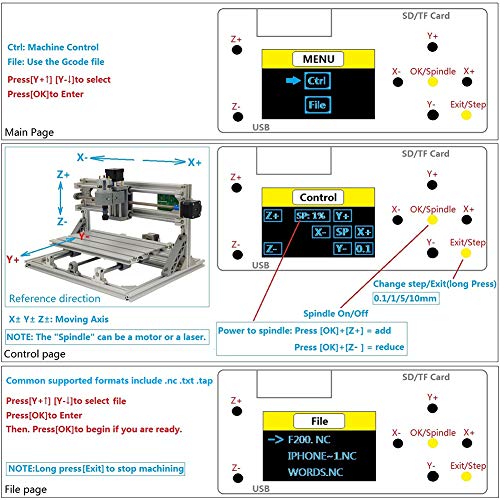 ORETG45 Accesorios Piezas del Controlador Fuera línea GRBL Mini Hand 3 Axis 1 TF Card Máquina Grabado Duradera Grabador DIY para CNC 3018 2418 1610