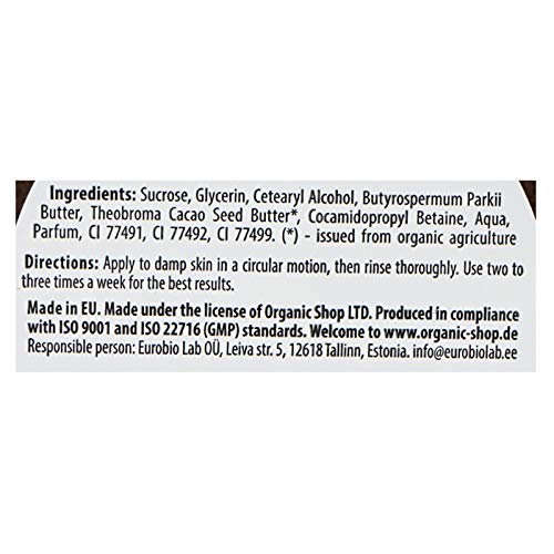 Organic shop - Body scrub natural belgian chocolate and sugar 250ml