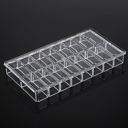 Organizador de 16 compartimentos transparentes de rejilla, caja de almacenamiento de acrílico, cosmético, organizador de lápiz labial, organizador compacto más grande, soporte para polvo de cejas, caj