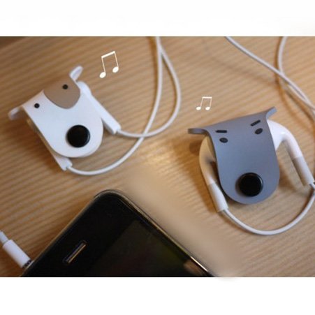 Organizador de cables para auriculares de perrito, genérico, enrollador (2 unidades: blanco; gris)