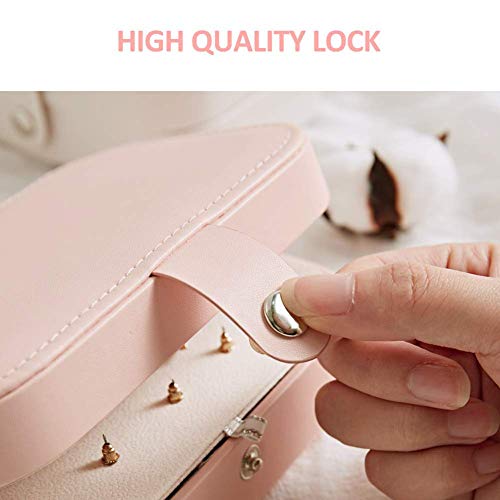 Organizador de caja de joyería de viaje personalizado: estuche de viaje de joyería de cuero de PU, pequeño, niños, niñas, caja de joyería para mujer, anillos, pendientes, organizador de collar, rosa