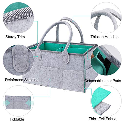 Organizador de Pañales para Bebé, Cesta de Almacenamiento Portátil para Cambiar Pañales, Fieltro Cesta de Regalo para Recién Nacido Toallitas, para Hogar, Coche, Viaje, Gris