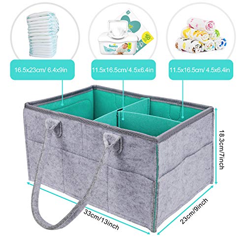 Organizador de Pañales para Bebé, Cesta de Almacenamiento Portátil para Cambiar Pañales, Fieltro Cesta de Regalo para Recién Nacido Toallitas, para Hogar, Coche, Viaje, Gris