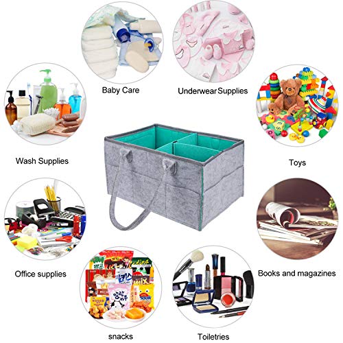 Organizador de Pañales para Bebé, Cesta de Almacenamiento Portátil para Cambiar Pañales, Fieltro Cesta de Regalo para Recién Nacido Toallitas, para Hogar, Coche, Viaje, Gris