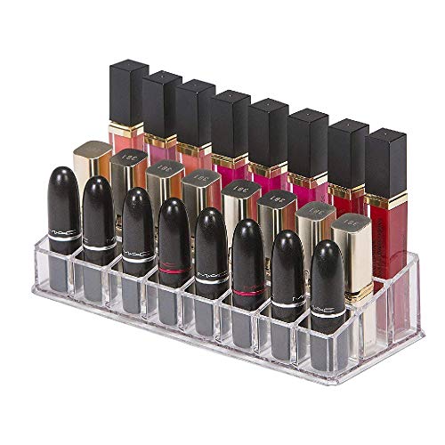 Organizador del Maquillaje del Lápiz Labial,Organizador de Maquillaje Transparente de 24 Space, Expositor de Cosméticos, Pintalabios,Estante de La Muestra Cosmética(2 pcs)