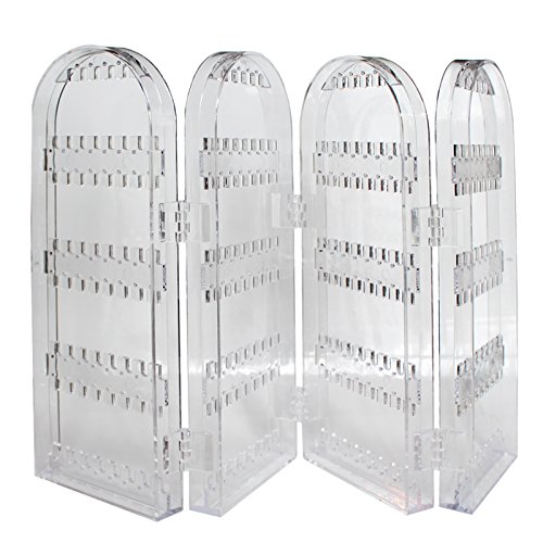 Organizador Joyas Plegable Acrílico Transparente Gabinete - 28x10,2cm Exhibidor Alto Puede Contener 120 de Pendientes - Organizador Joyas per Pendientes, Collares y Brazaletes