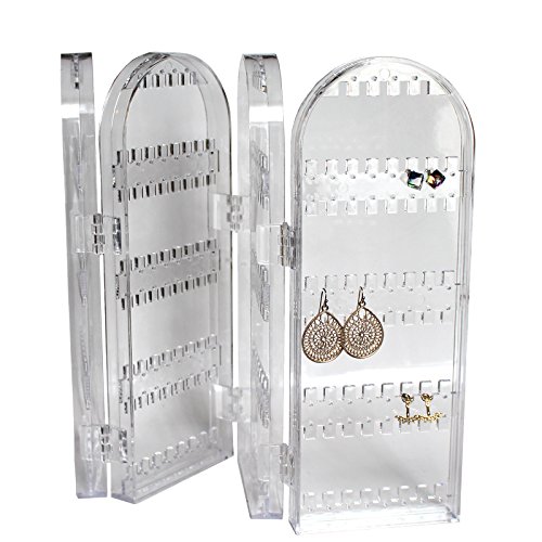 Organizador Joyas Plegable Acrílico Transparente Gabinete - 28x10,2cm Exhibidor Alto Puede Contener 120 de Pendientes - Organizador Joyas per Pendientes, Collares y Brazaletes