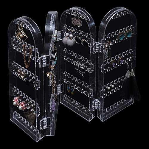 Organizador Joyas Plegable Acrílico Transparente Gabinete - 28x10,2cm Exhibidor Alto Puede Contener 120 de Pendientes - Organizador Joyas per Pendientes, Collares y Brazaletes