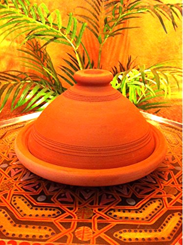 Original Tajine marroquí en Terracota Tuareg Ø 26cm para 1-3 Personas | Plato Tajin con Tapa Hecho a Mano en Marruecos | sin esmaltar Libre de Materiales tóxicos para su Cocina Oriental