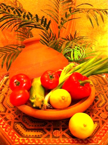 Original Tajine marroquí en Terracota Tuareg Ø 26cm para 1-3 Personas | Plato Tajin con Tapa Hecho a Mano en Marruecos | sin esmaltar Libre de Materiales tóxicos para su Cocina Oriental