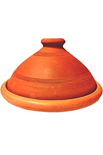 Original Tajine marroquí en Terracota Tuareg Ø 26cm para 1-3 Personas | Plato Tajin con Tapa Hecho a Mano en Marruecos | sin esmaltar Libre de Materiales tóxicos para su Cocina Oriental