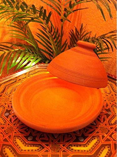 Original Tajine marroquí en Terracota Tuareg Ø 26cm para 1-3 Personas | Plato Tajin con Tapa Hecho a Mano en Marruecos | sin esmaltar Libre de Materiales tóxicos para su Cocina Oriental