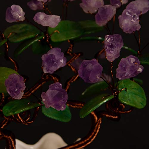 Ornamento de Escritorio Amethyst natural del árbol del dinero Crafts decoración del hogar Siete Chakra curativo natural de la piedra preciosa de cristal Fortuna Bonsai árbol del dinero for la buena su