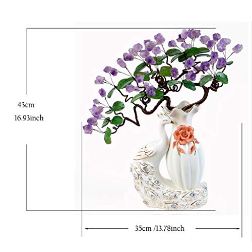Ornamento de Escritorio Amethyst natural del árbol del dinero Crafts decoración del hogar Siete Chakra curativo natural de la piedra preciosa de cristal Fortuna Bonsai árbol del dinero for la buena su