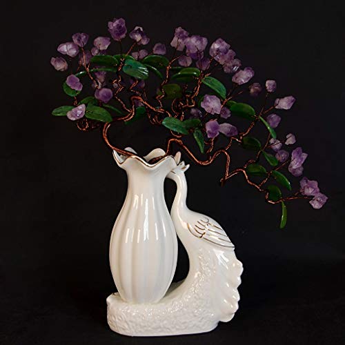 Ornamento de Escritorio Amethyst natural del árbol del dinero Crafts decoración del hogar Siete Chakra curativo natural de la piedra preciosa de cristal Fortuna Bonsai árbol del dinero for la buena su