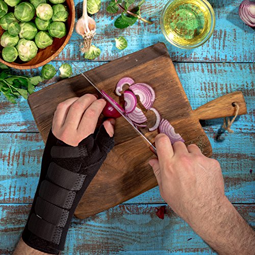 Órtesis muñequera sanitaria para pulgar Actesso: Perfecta para fracturas de escafoides, túnel carpiano o esguinces (negro, Pequeña izquierda)