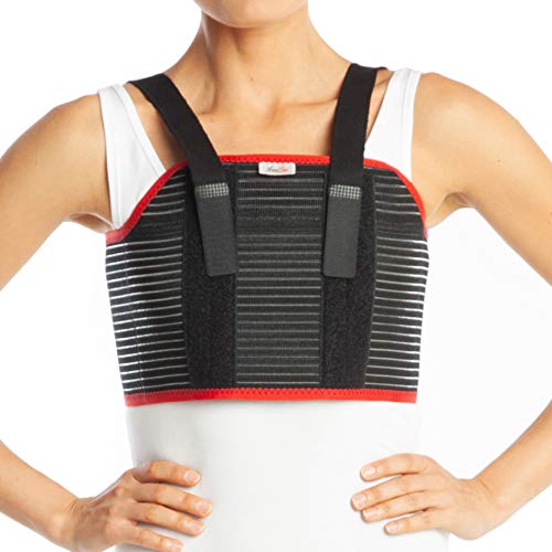 Ortopédica costilla de la correa/soporte del pecho - sterno del torace - elástico y transpirable Brace (L (100-110 cm), Negro)