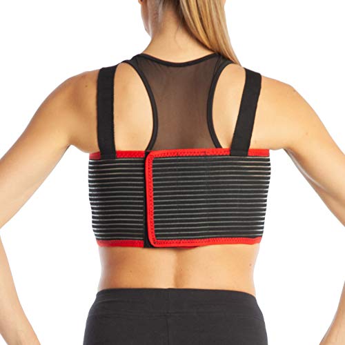 Ortopédica costilla de la correa/soporte del pecho - sterno del torace - elástico y transpirable Brace (L (100-110 cm), Negro)