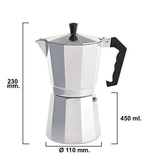 Oryx Cafetera Aluminio 9 Tazas, 450 ML