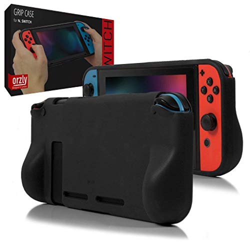 Orzly Funda Comfort Grip Case para la Nintendo Switch – Carcasa Protectora con puños de Mano Rellenos Integrados para la Parte Posterior de la Consola Nintendo Switch en su Modo Gamepad - Negro Mate