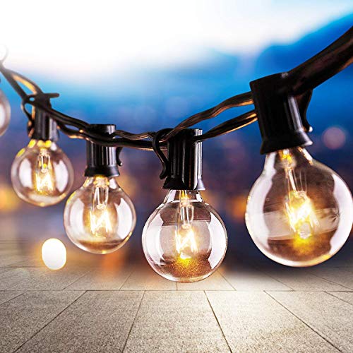 Osaloe Guirnaldas Luminosas de Exterior y Interiores, Cadena de Luces de 9.5 M/31FT con 25+3 Bombillas, Cadena de Luz G40 Impermeable para Jardín, Fiesta, Bodas, Terraza, Césped, Balcón, Navidad