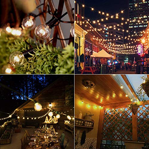 Osaloe Guirnaldas Luminosas de Exterior y Interiores, Cadena de Luces de 9.5 M/31FT con 25+3 Bombillas, Cadena de Luz G40 Impermeable para Jardín, Fiesta, Bodas, Terraza, Césped, Balcón, Navidad