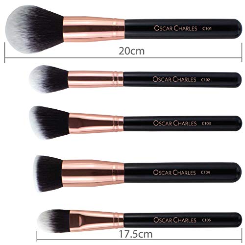 Oscar Charles Juego de brochas de maquillaje profesional Luxe [12 piezas] [Oro rosa]