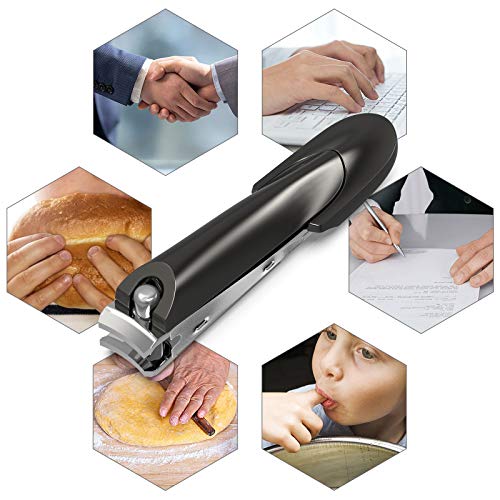 Ossky cortador de uñas,cortaúñas para uñas gruesas,cortaúñas profesional con Colector,Acero Inoxidable de Grado Médico,fino y Duro,cortauñas para hombre,Mujer,anciano,niño-Negro brillante.
