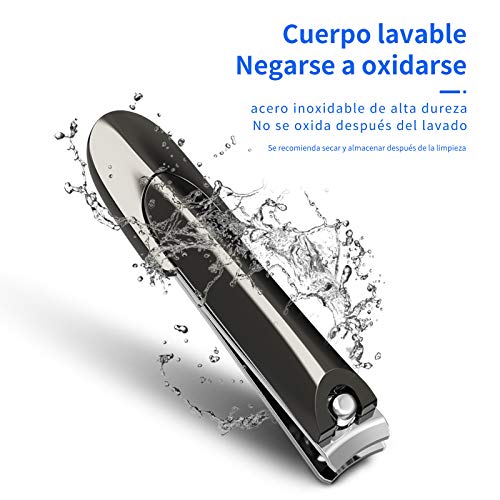 Ossky cortador de uñas,cortaúñas para uñas gruesas,cortaúñas profesional con Colector,Acero Inoxidable de Grado Médico,fino y Duro,cortauñas para hombre,Mujer,anciano,niño-Negro brillante.
