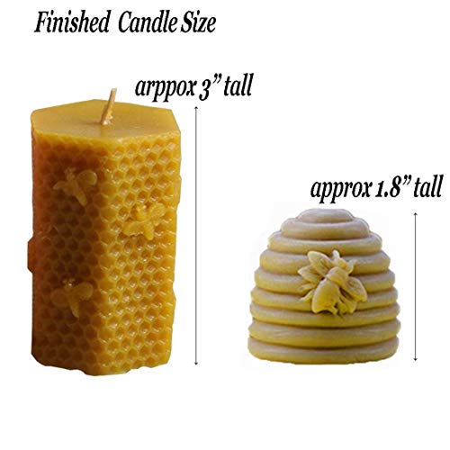 Osun - Juego de 2 moldes de Silicona 3D para Velas de Cera de Abeja caseras, jabón, loción Bar, Fondant, Chocolate, Dulces, decoración de Pasteles, Polymer Fimo Clay Etc