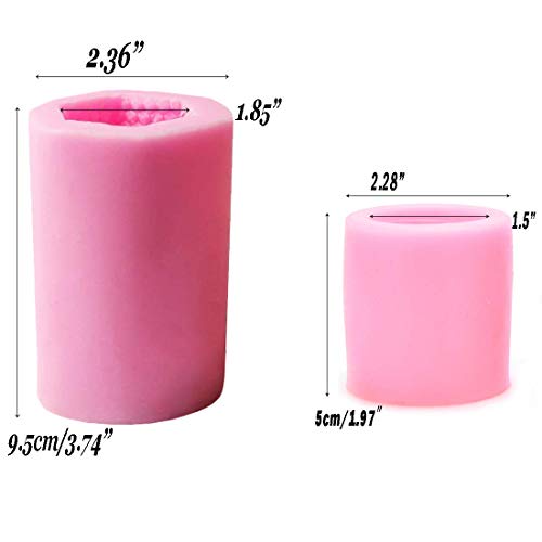 Osun - Juego de 2 moldes de Silicona 3D para Velas de Cera de Abeja caseras, jabón, loción Bar, Fondant, Chocolate, Dulces, decoración de Pasteles, Polymer Fimo Clay Etc