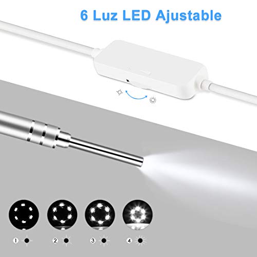Otoscopio Digital WiFi- OVIFM 3.9mm 1080P HD Endoscopio Oido, Limpieza Cerumen Oído con Soporte para Móvil, Herramientade Limpieza de Oidos y 6 LED para iPhone/Movil Android/PC