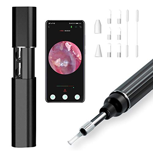 Otoscopio WiFi Cámara de oído, TIMESISO 1080P FHD Lente Endoscopio Limpiador de oídos Alcance con 6 luces LED, Kits de eliminación de cerumen para iPhone y Android, Tableta y Mac