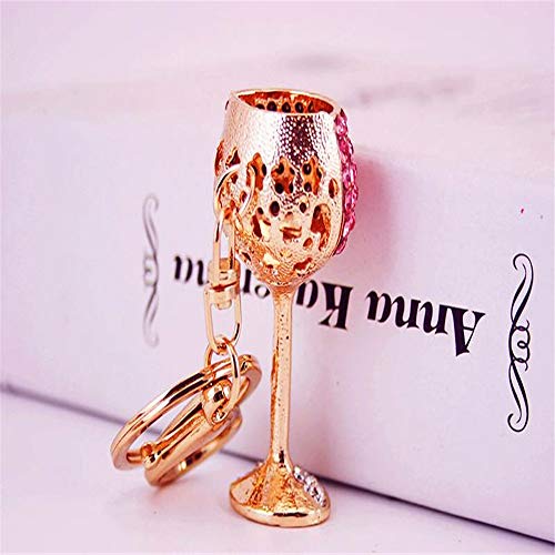 Ou lida Producto Diamante Cristal Copa de Vino Llavero del Coche Cubilete Colgante de Metal Bolso de Mujer Accesorios Azul