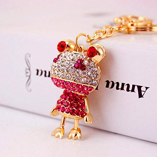 Ou lida Producto Fancy Diamond Frog Llavero para Coche Lady Metal Colgante Llavero Bolsa Accesorios Rosa Oscuro
