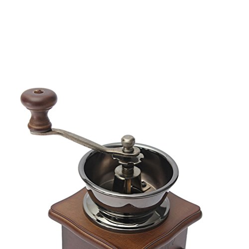 OULII Granos de café Manual Mano Molinillo Especias Hierbas Vintage Estilo de Madera Retro de Burr Molinillo de Granos de café Lazos eléctrica Molinillo de Cereales – Regalo para los Amantes
