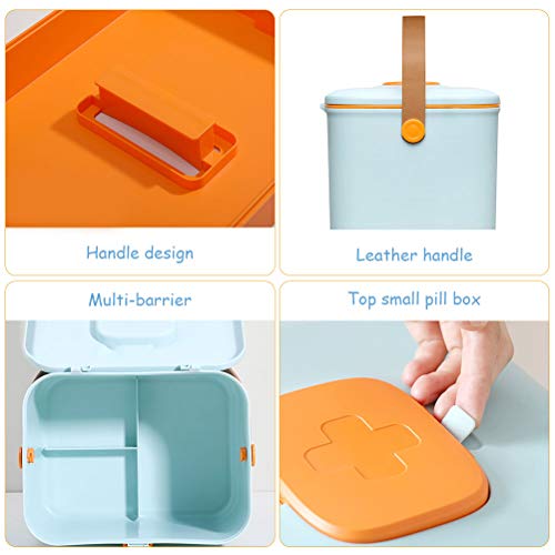 Ourine - Caja de Almacenamiento médico portátil para Primeros Auxilios, Kit de medicamentos de Emergencia, Celeste, Large