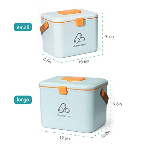 Ourine - Caja de Almacenamiento médico portátil para Primeros Auxilios, Kit de medicamentos de Emergencia, Celeste, Large