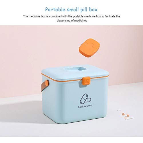 Ourine - Caja de Almacenamiento médico portátil para Primeros Auxilios, Kit de medicamentos de Emergencia, Celeste, Large