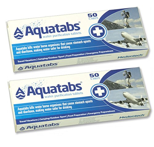 Outletdelocio. Pack de 100 Pastillas potabilizadoras para el Agua. Aquatabs.